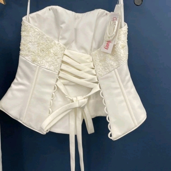 New!!! Tags!! Da Vini Elegant Cream Lace Dress and Corset Set Size 6 - Picture 3 of 10
